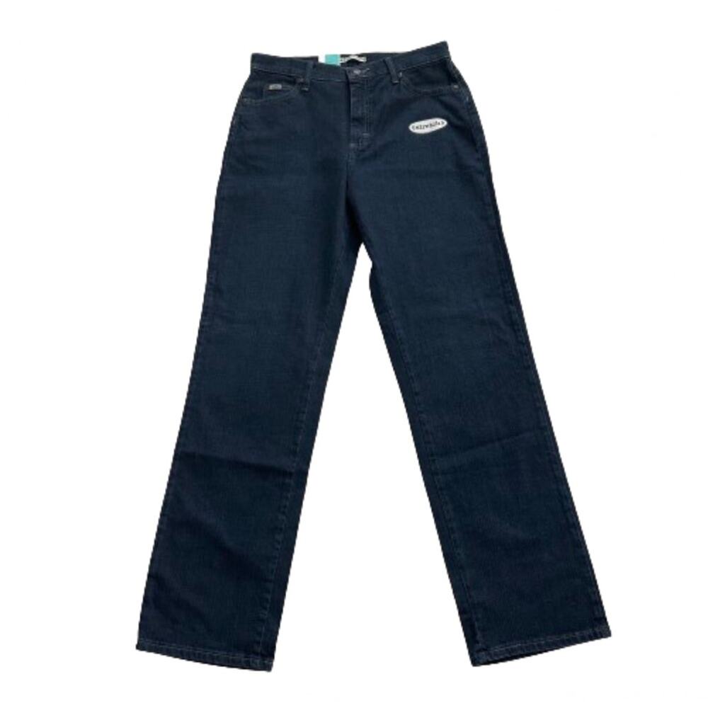 Lee Jean Dark Wash High Rise Stretch Relaxed Fit Straight Leg Denim Size 10 Long